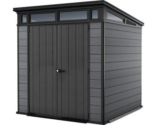 Záhradná búda s dvojkrídlovými dverami a oknami