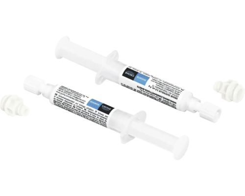 Dve injekčné striekačky s lepidlom Grohe Quickglue s adaptérom