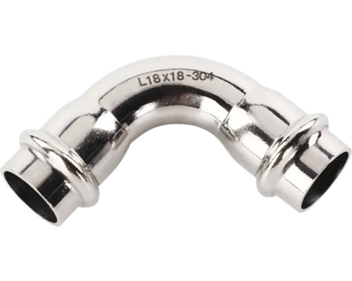 Lisované koleno z nehrdzavejúcej ocele s rozmermi 18x18-304