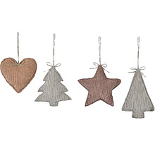Sada ozdôb na vianočný stromček so srdcom, stromčekom a hviezdou