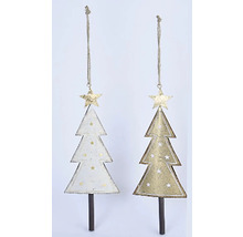 Dva ozdobné vianočné stromčeky s hviezdami a závesom