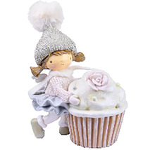 Dekoratívna figúrka dievča s čiapkou a cupcakom