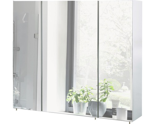 Zrkadlová skrinka Möbelpartner Basic 90 x 16 x 70,7 cm biela vysoko lesklá