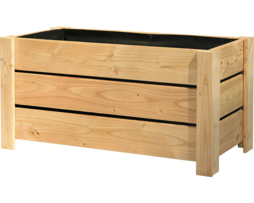 Drevený vyvýšený záhon s čiernou vnútornou vložkou