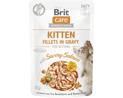 Kapsička pre mačiatka Brit Care Cat Fillets in Gravy for kittens savory Salmon 85 g