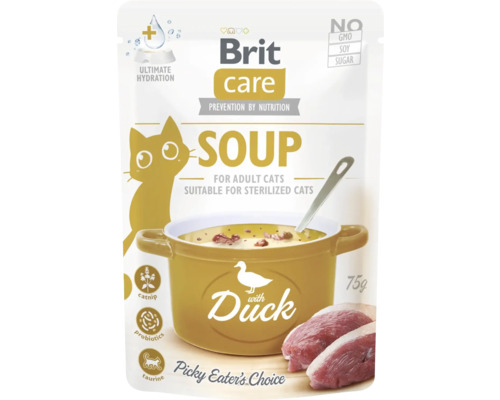 Doplnkové krmivo pre dospelé mačky Brit Care Cat Soup with Duck polievka s kačicou 75 g