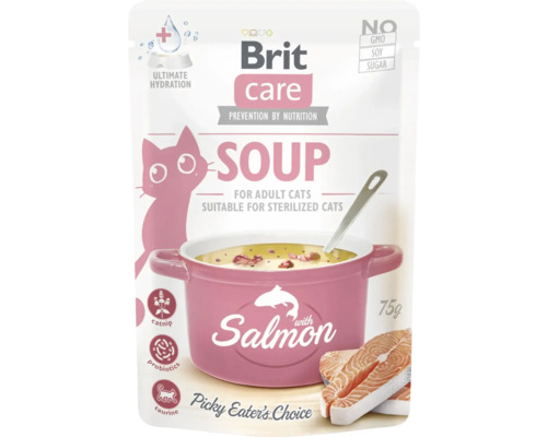 Doplnkové krmivo pre dospelé mačky Brit Care Cat Soup with Duck polievka s lososom 75 g