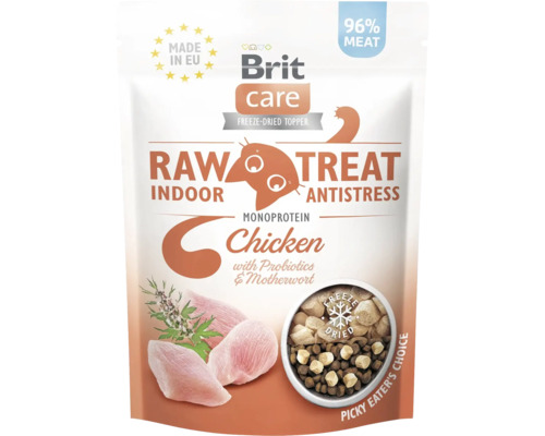 Maškrty pre mačky žijúce v byte mrazom sušené Brit Care Cat RAW Treat Indoor&Antistress 40 g