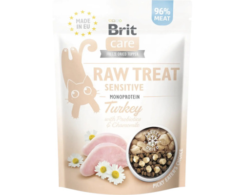 Maškrty pre mačky s citlivým trávením Brit Care Cat RAW Treat Sensitive morčacie 40 g