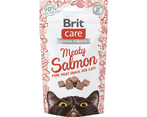 Maškrty pre mačky mäsové s lososom Brit Care Cat Snack Meaty Salmon 50 g