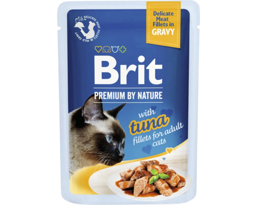 Kapsička pre mačky Brit Premium by Nature Delicate Tuna Fillets in Gravy for adult cats 85 g