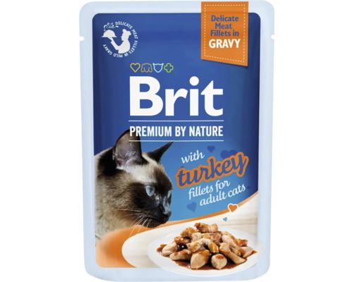 Kapsička pre mačky Brit Premium by Nature Delicate Turkey Fillets in Gravy for adult cats 85 g