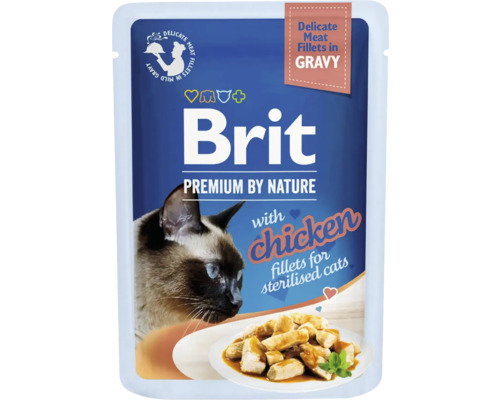 Kapsička pre kastrované mačky Brit Premium by Nature Delicate Chicken Filety v Gravy pre sterilised cats 85 g