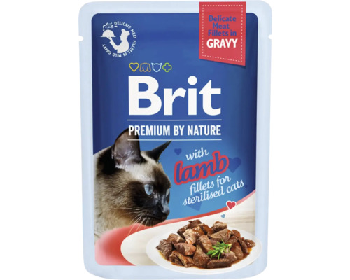 Kapsička pre kastrované mačky Brit Premium by Nature Delicate Lamb Filety pre sterilised cats 85 g