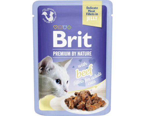 Kapsička pre mačky Brit Premium by Nature Delicate Beef Filety v Jelly for adult cats 85 g