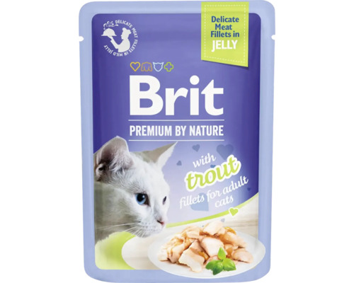 Kapsička pre mačky Brit Premium by Nature Delicate Trout Fillets in Jelly for adult cats 85 g