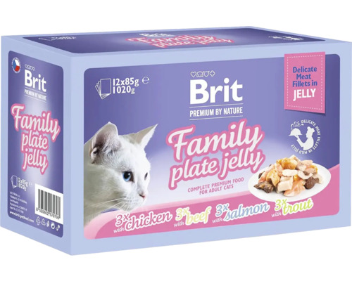 Kapsičky pre mačky Brit Premium Cat Pouch Family Plate Jelly 1020 g (12x 85 g)