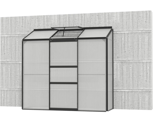 Polykarbonátový skleník pri stene