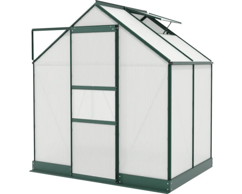 Skleník so strešným oknom a dverami