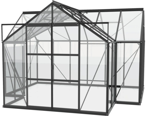 Skleník so sklom a kovovým rámom