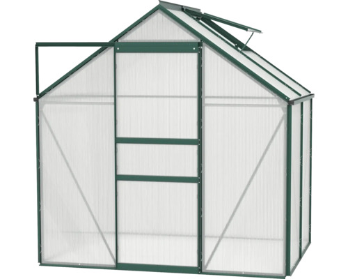 Skleník s otvorenými dverami a strešným oknom