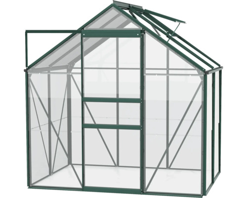 Skleník s otvorenými dverami a strešným oknom