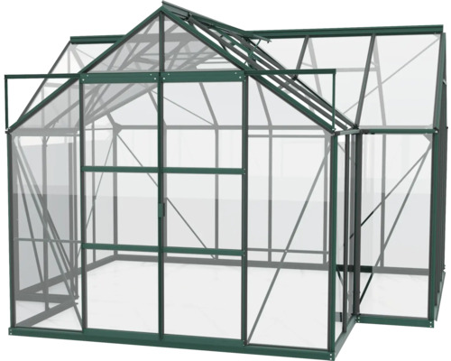 Skleník so sklom a kovovým rámom