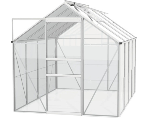 Skleník s otvorenými dverami a strešným oknom