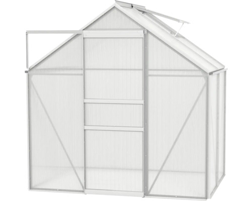 Skleník s otvorenými dverami a oknom