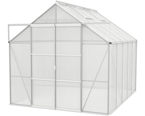 Skleník s polykarbonátovými doskami a dverami