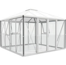 Skleník Vitavia Fortuna kombinácia skla a polykarbonátu 314,4x314,4 cm rám hliník