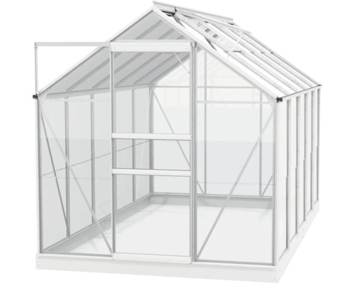 Záhradný skleník s otvorenými dverami