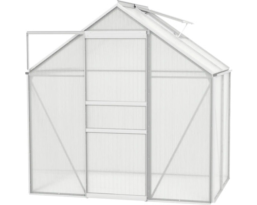 Skleník s otvorenými dverami a strešným oknom