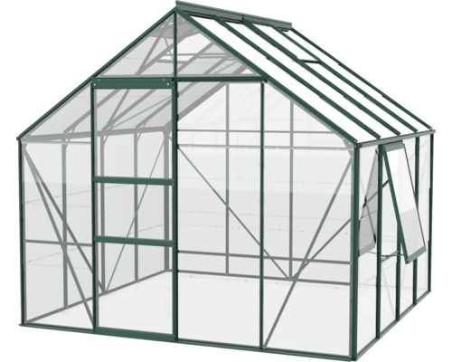 Skleník s oceľovým rámom a oknom