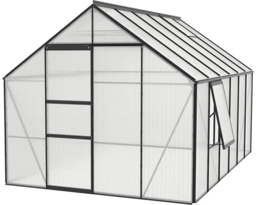 Skleník s dverami a oknom