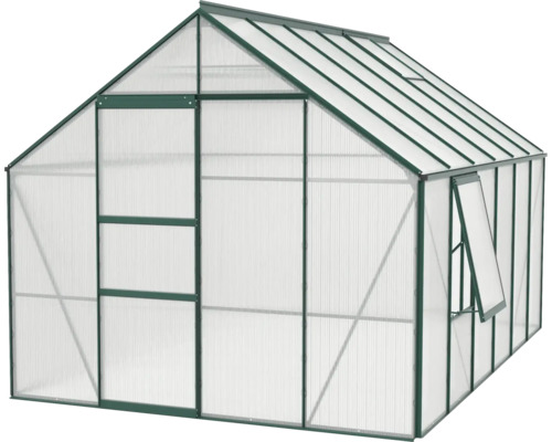 Skleník s dverami a oknom