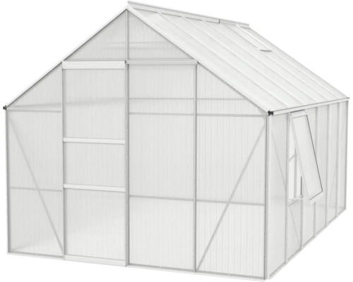 Skleník s dverami a oknom