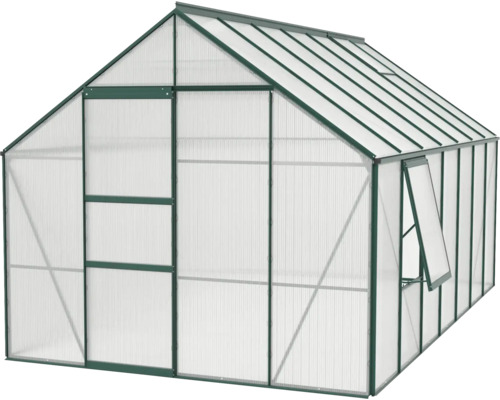 Skleník s dverami a oknom