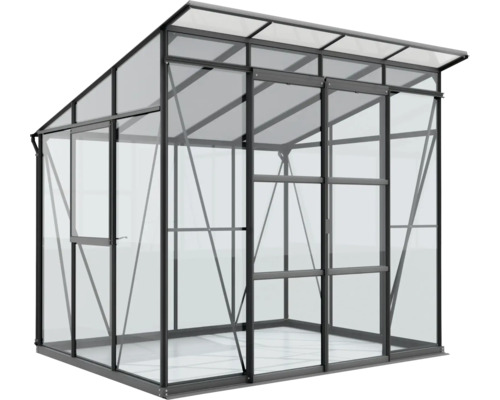 Skleník s oceľovým rámom a sklenenými panelmi