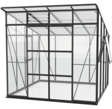 Skleník Vitavia Playa 7600 kombinácia skla a polykarbonátu 258x291,6 cm čierny vr. základového rámu