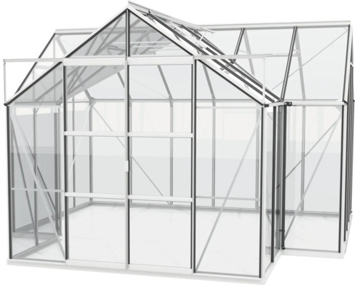 Skleník so sklenenými stenami a hliníkovým rámom