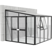 Skleník k stene Vitavia Athena 7000 kombinácia skla a polykarbonátu 265,9x271,4 cm čierny