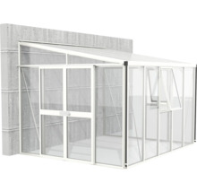 Skleník k stene Vitavia Athena 8600 kombinácia skla a polykarbonátu 265,9x334,3 cm biely