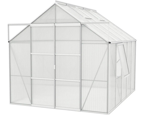 Skleník so strešnými oknami a otvorenými dverami