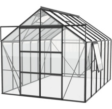 Skleník s otvorenými dverami a oknom na pestovanie rastlín