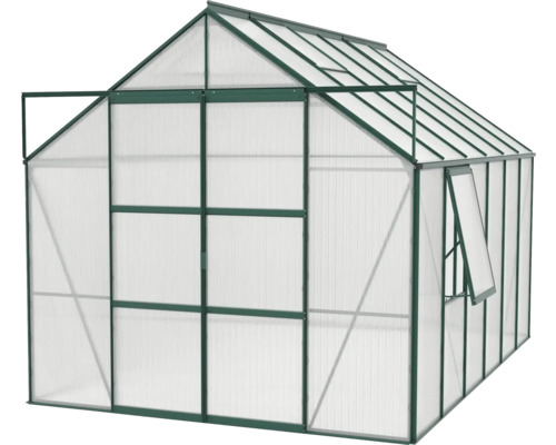 Skleník s otvorenými dverami a oknom