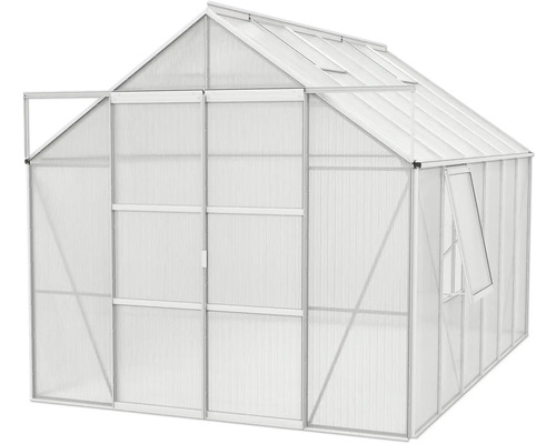 Skleník s dverami a oknom