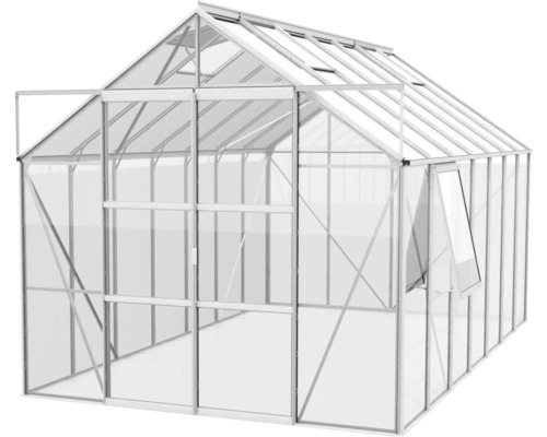 Skleník s hliníkovým rámom a otvorenými dverami