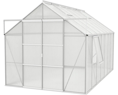 Skleník s otvorenými dverami a oknom