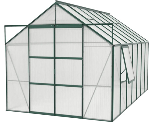 Skleník s dverami a oknom